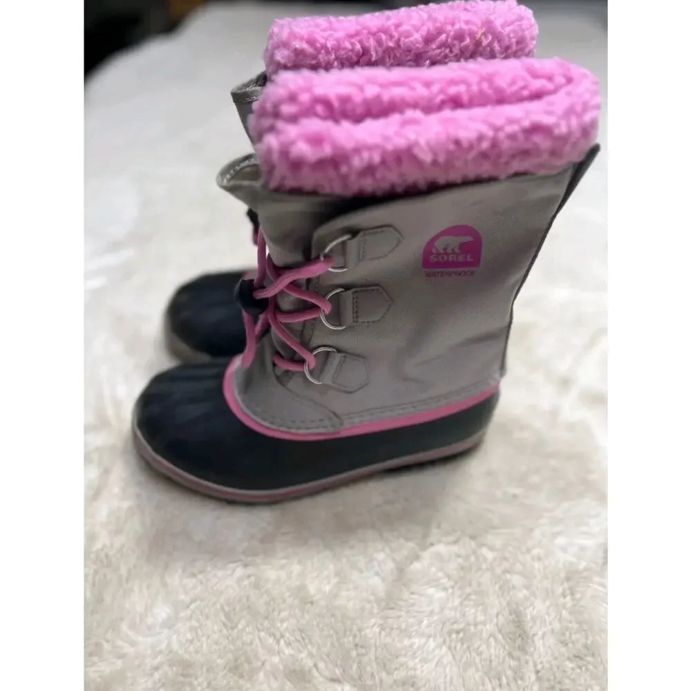 Sorel Kids Yoot Pac Nylon Winter Boots Chrome Grey Orchid Waterproof Outdoor